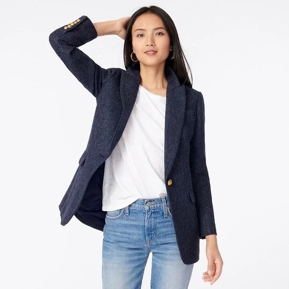 J. Crew Jackets & Blazers - J. Crew Long Parke blazer in navy herringbone English wool